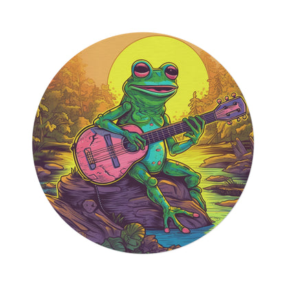 Pink Guitar Swamo Frog Outdoor Adventure Music Graphic Round Rug