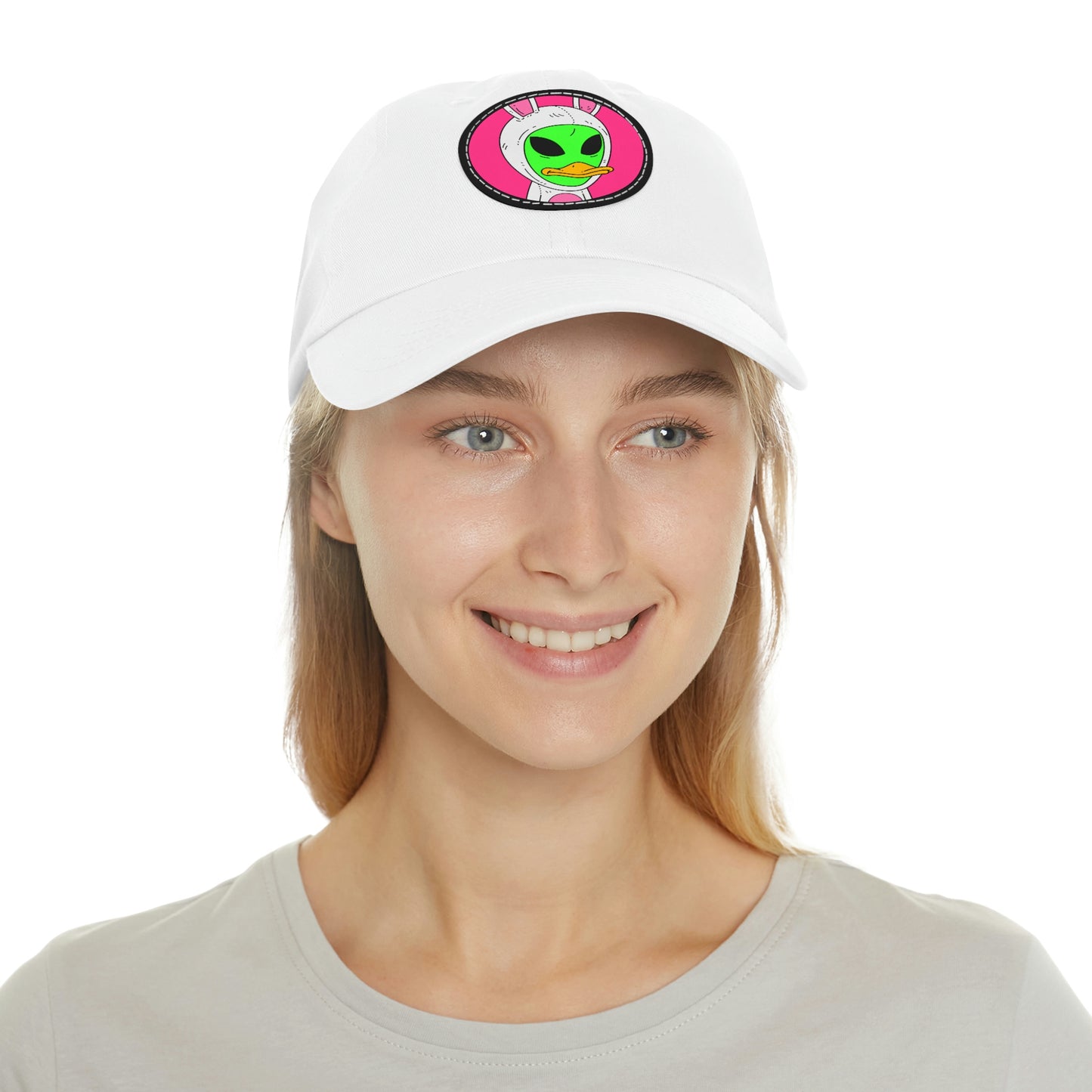 Beak Duck Alien Rabbit Bunny Dad Hat with Leather Patch (Round)