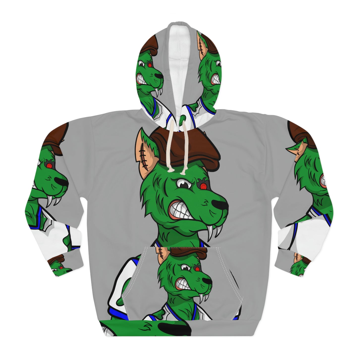 Barrette Hat Cyborg Hacker Wolf AOP Unisex Pullover Hoodie