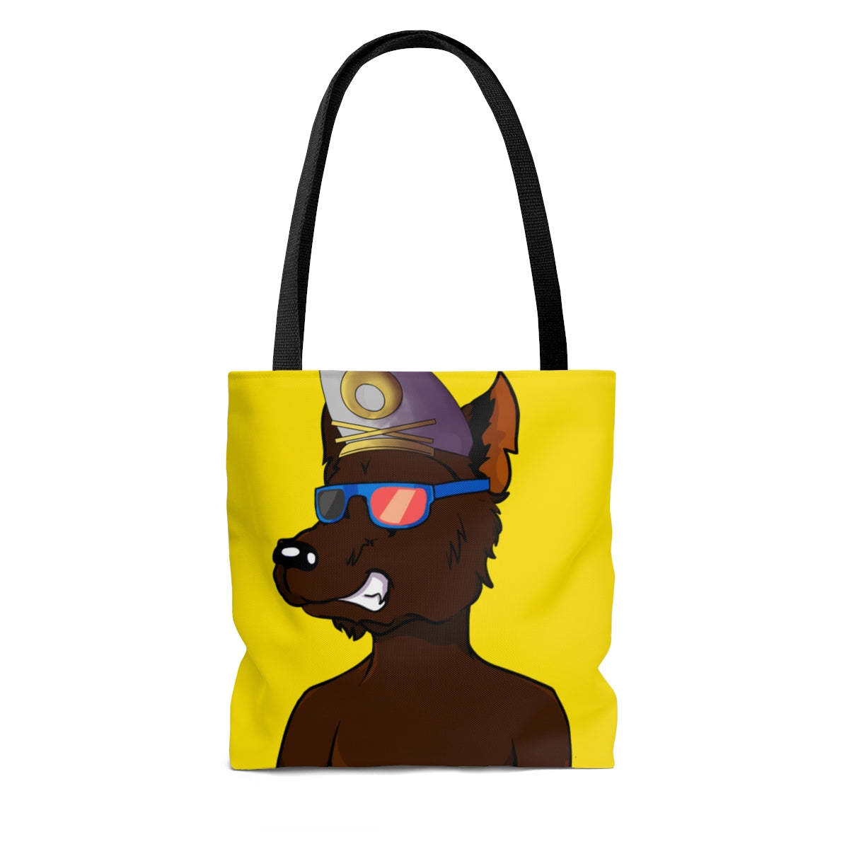 Wolf Cyborg Sailor Hat Shirtless Sunglasses Brown Fur AOP Tote Bag