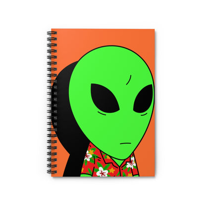 Hawaiian Shirt Green Alien Shadow Visitor Spiral Notebook - Ruled Line