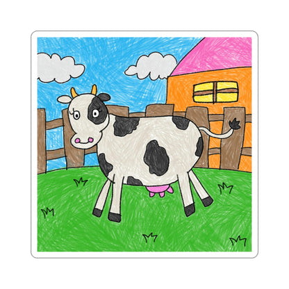 Cow Moo Farm Barn Animal Character Kiss-Cut Stickers