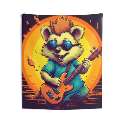 Hedgehog Furry Cute Guitar Music Graphic Indoor Wall Tapestries