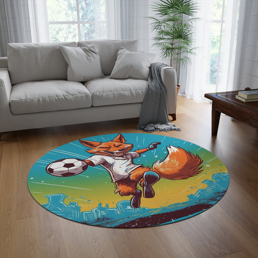 Fox Soccer Athletic Sport Anime Graphic Round Rug