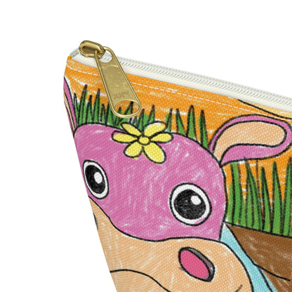 Hippo Hippopotamus Animal Creature Graphic Accessory Pouch w T-bottom