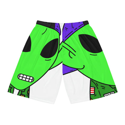 Green Military Army Jacket pointy ear Visitor Alien Basketball Shorts (AOP)