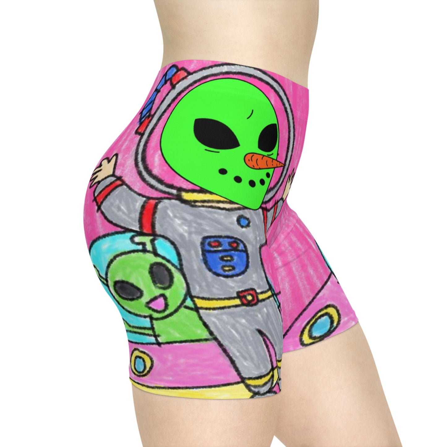 Veggie Visi Alien Vegetable Visitor UFO Women's Biker Shorts