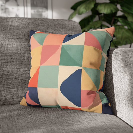 Minimalist Geometric Shapes - Pastel Decor Design Spun Polyester Square Pillow Case