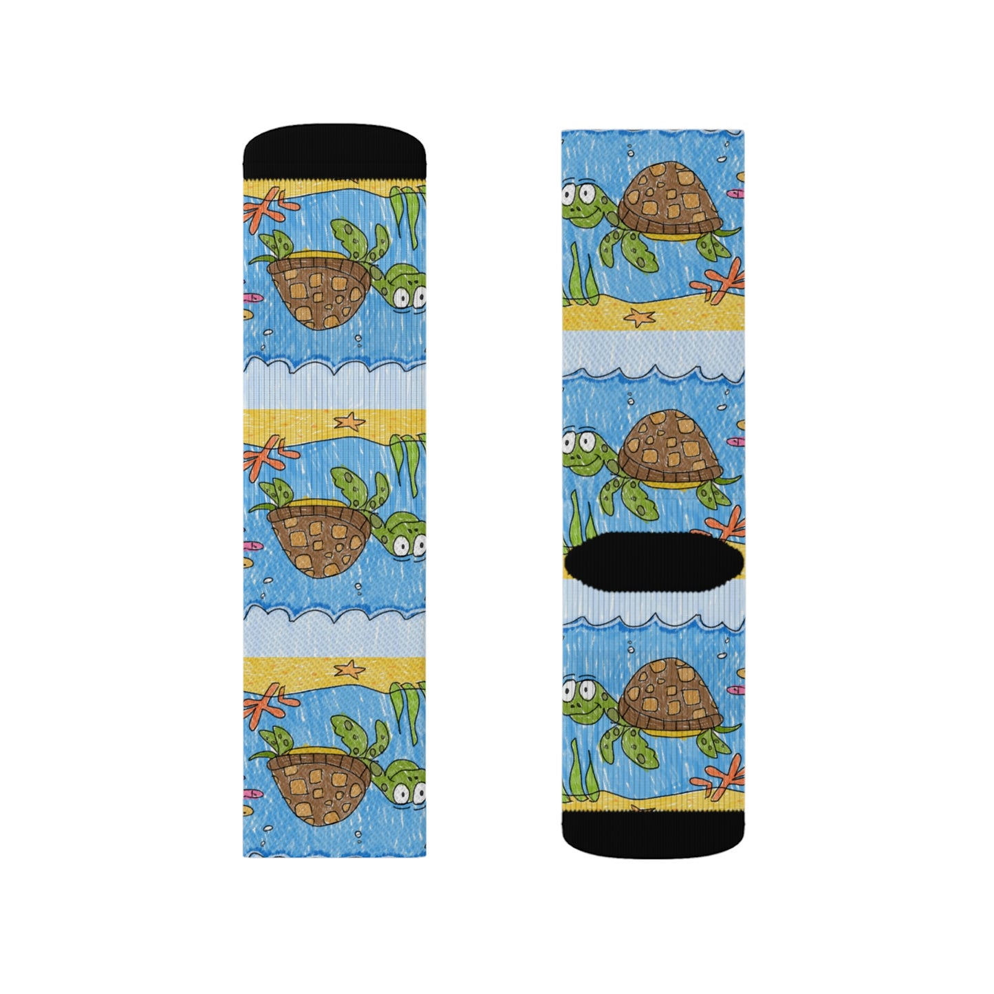 Sea Turtle Beach Sand Ocean Sublimation Socks