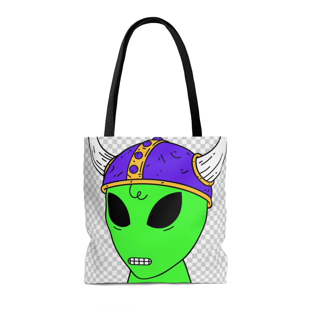 Purple Viking Helmet Digital Teeth Alien Visitor AOP Tote Bag