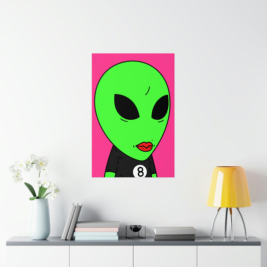 8 Ball Green Alien Lipstick Visitor Pool Player Game Premium Matte Vertical Posters