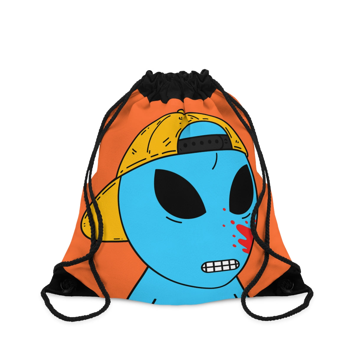 Blue Blood Visitor Alien Cartoon Drawstring Bag