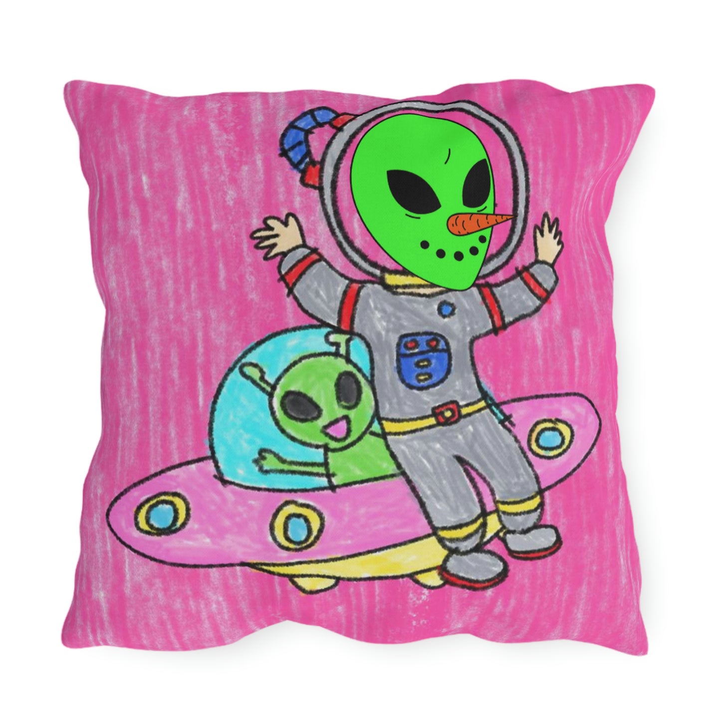 Veggie Visi Alien Vegetable Visitor UFO Outdoor Pillows