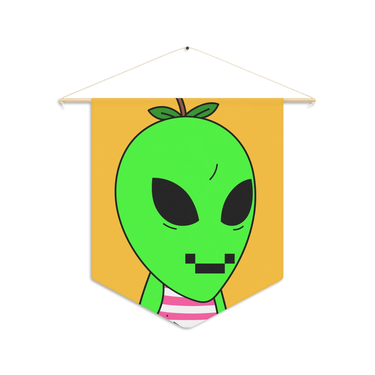 Digital Face Green Apple Head Visitor Pennant