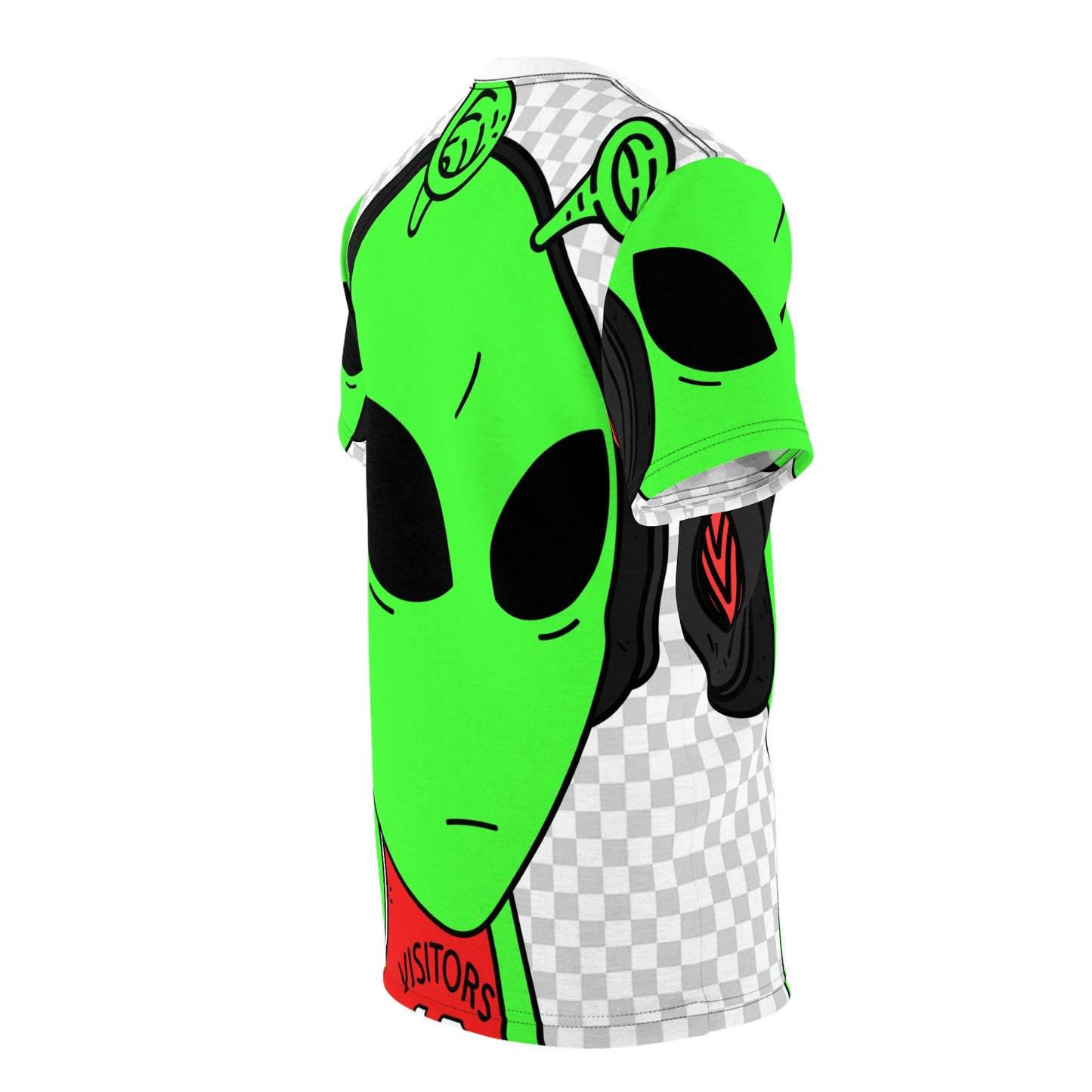 Alien Music Headphone Podcast Character Visitor Unisex AOP Cut & Sew Tee