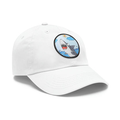 Shark Jaw Teeth Attack Ocean Sea Creature Dad Hat with Leather Patch (Round)