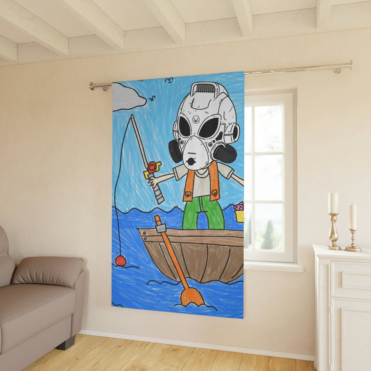 Fisher Fishing Fish Boat Bot Alien LOL Visitor Window Curtains (1 Piece)