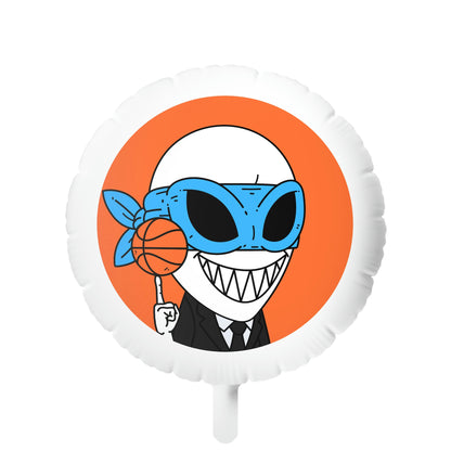 Alien BBall Sport Ninja Mask Orange Basketball Mylar Helium Balloon