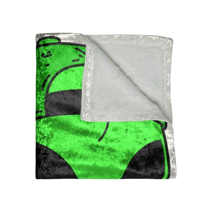 The Green Alien Visitor with Hat Crushed Velvet Blanket