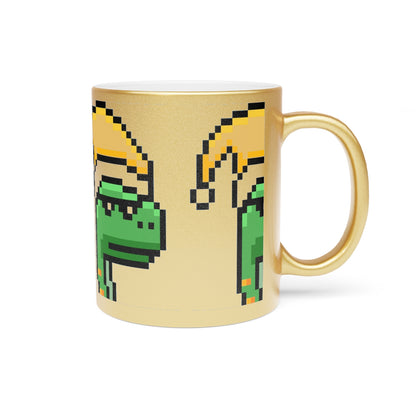 Christmas Dinosaur Santa Seasonal Metallic Mug (Silver\Gold)