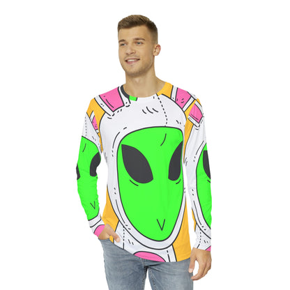 Bunny Rabbit Alien Visitor Men's Long Sleeve AOP Shirt