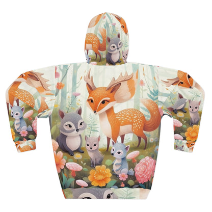 Lindas criaturas del bosque caprichoso arte animal unisex sudadera con capucha (AOP)