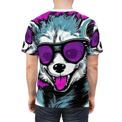 Cheerful Possum Animated Graphic Unisex Cut & Sew Tee (AOP)