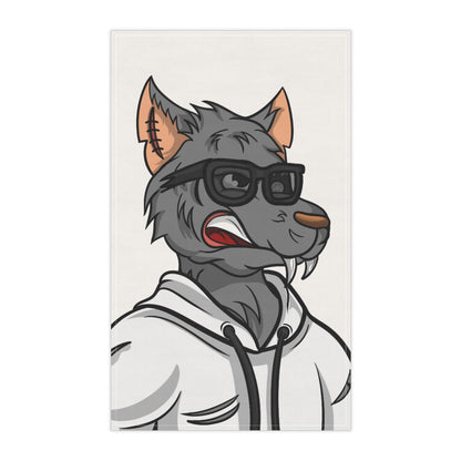 Cyborg Wolf Black Shades White Sweatshirt Hoodie Kitchen Towel