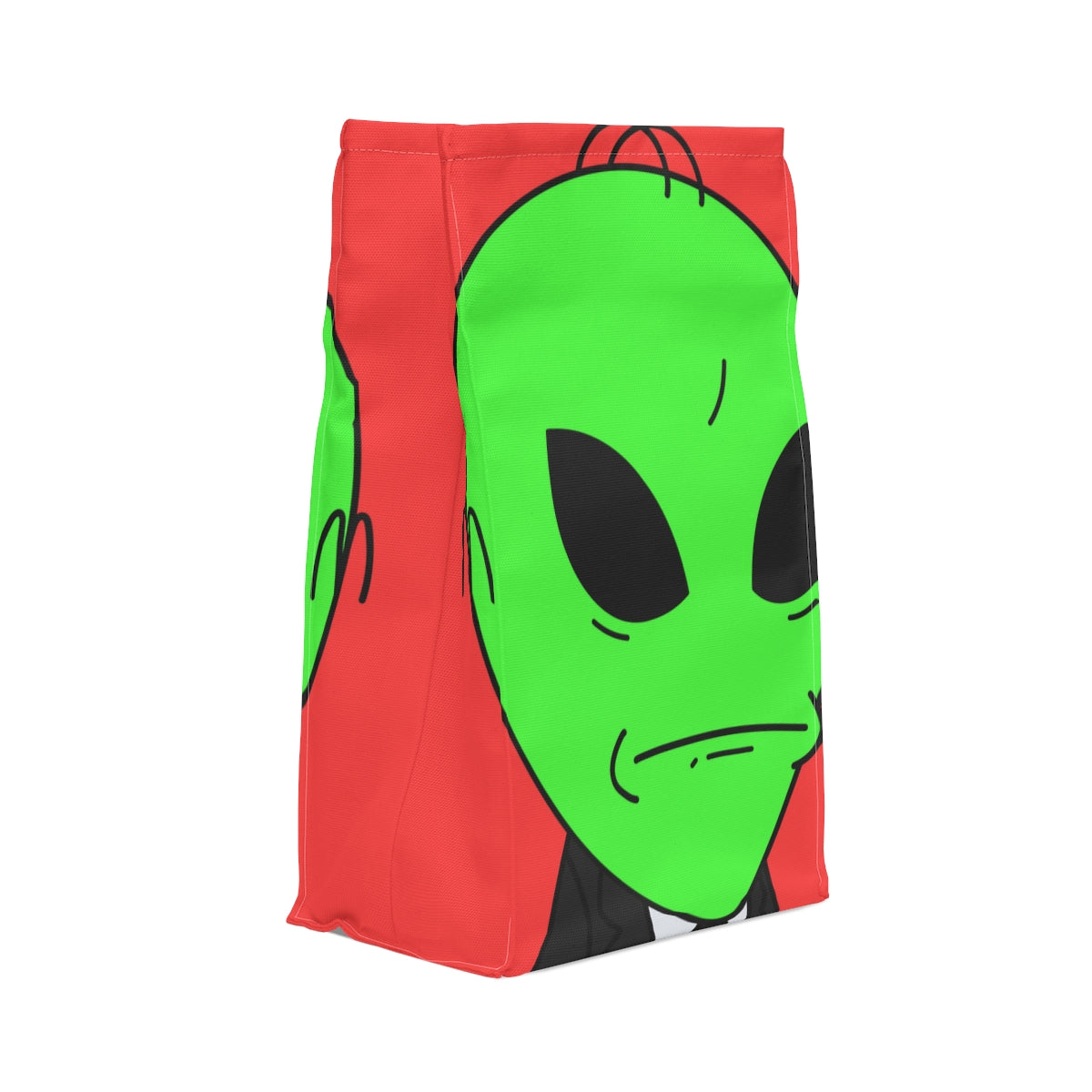 Green Hair Alien Business Black Suit Large Okay Mouth Visitor Polyester Lunch Bag