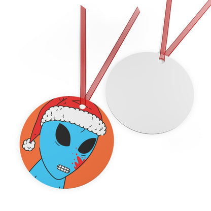 Santa Hat Alien Christmas Season Blue Blood Visitor Metal Ornaments