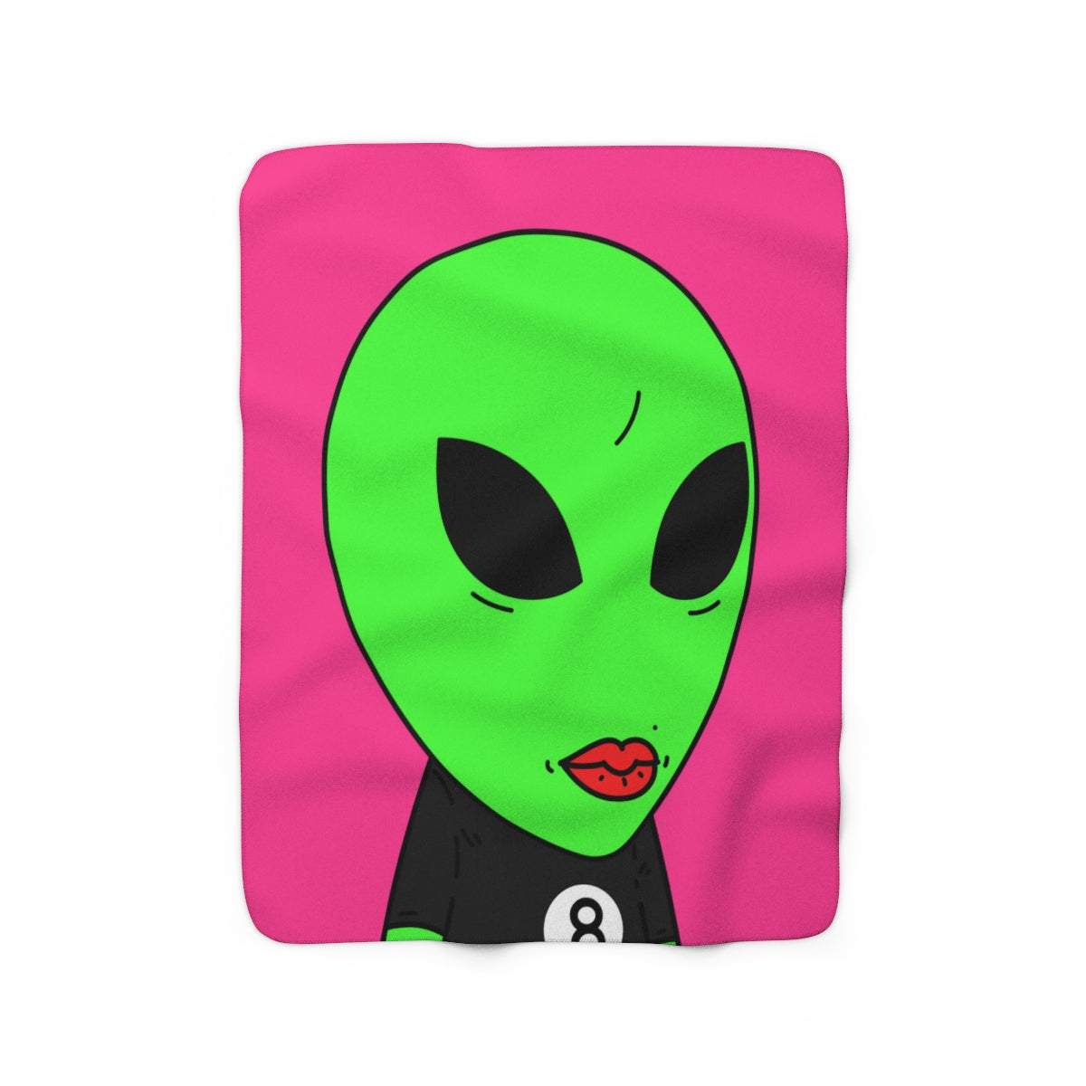 8 Ball Green Alien Lipstick Visitor Sherpa Fleece Blanket