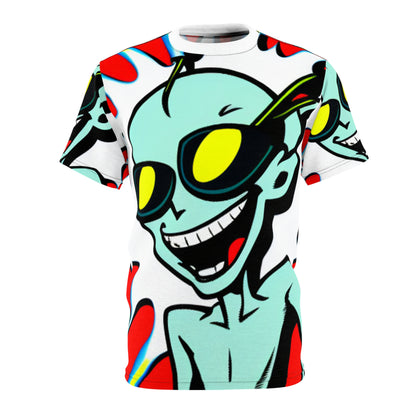 Alien Cartoon Happy Style Pop Culture Unisex Cut & Sew Tee (AOP)