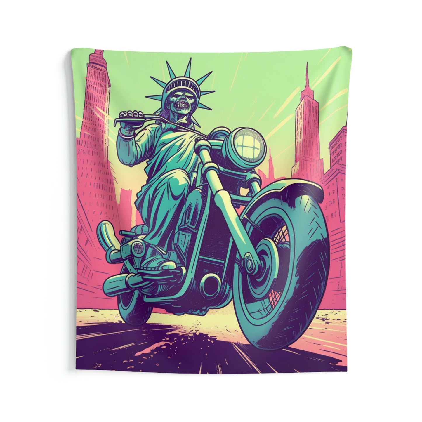 Statue of Liberty Motorcycle Bike Rider USA Style Indoor Wall Tapestries