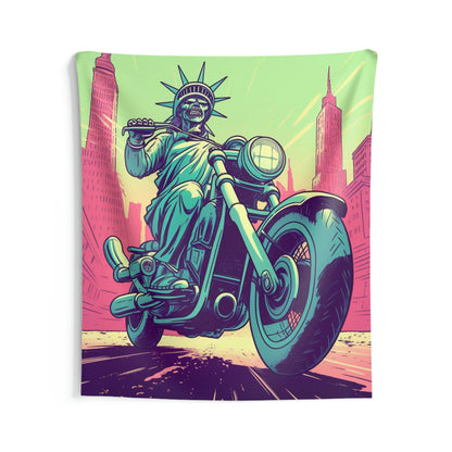 Statue of Liberty Motorcycle Bike Rider USA Style Indoor Wall Tapestries