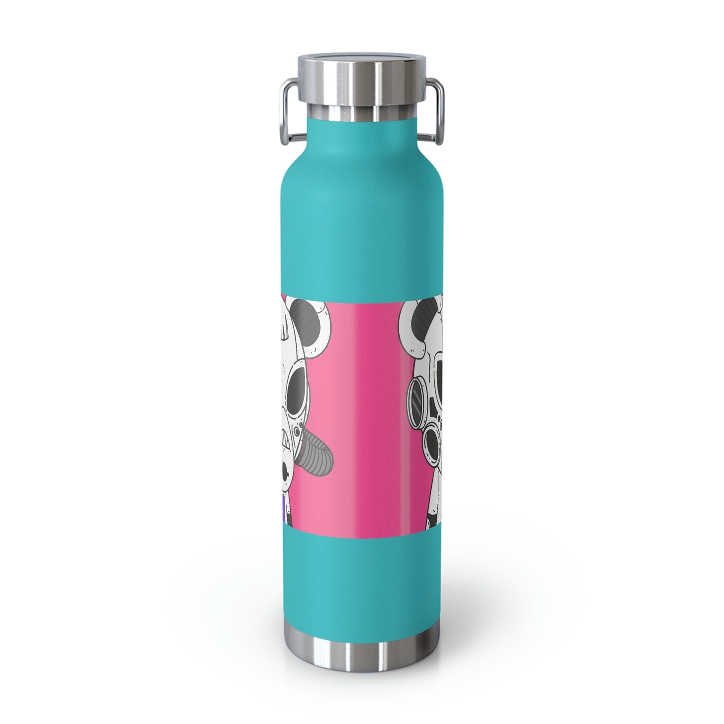 Armored White Mouse Ears Future Alien Cyborg Machine Visitor Copper Vacuum Insulated Bottle, 22oz