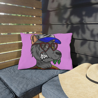 Valentine Heart Wolf Werewolve Tiedye Outdoor Pillows