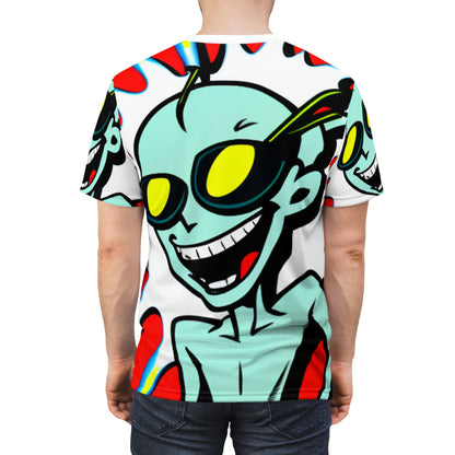 Alien Cartoon Happy Style Pop Culture Unisex Cut & Sew Tee (AOP)