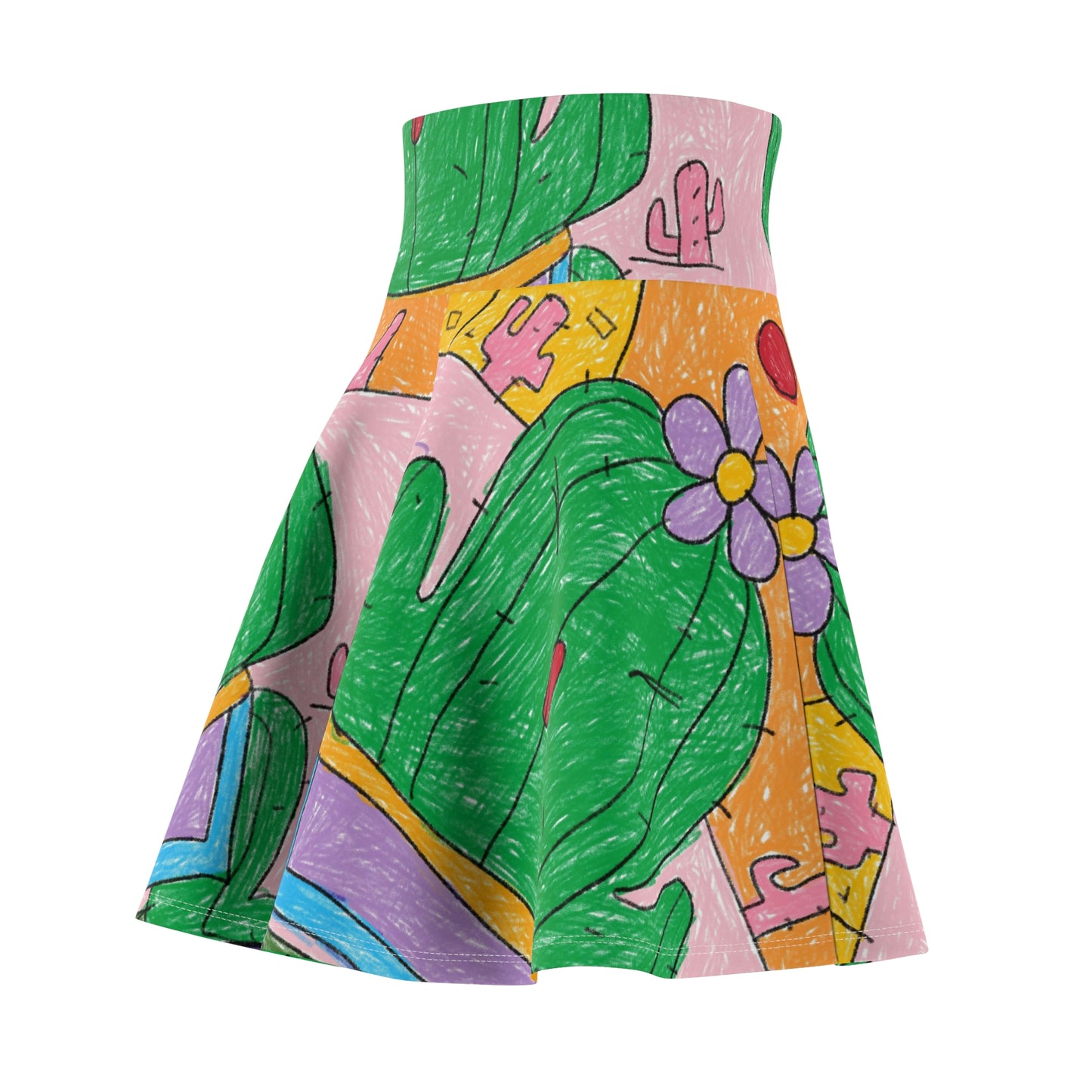 Desert Cactus Sumo Wrestler Graphic Women's Skater Skirt