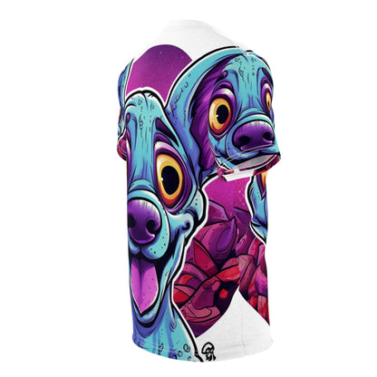 Classic Alien Dog Space Cartoon Style with a Retro Twist Unisex Cut & Sew Tee (AOP)