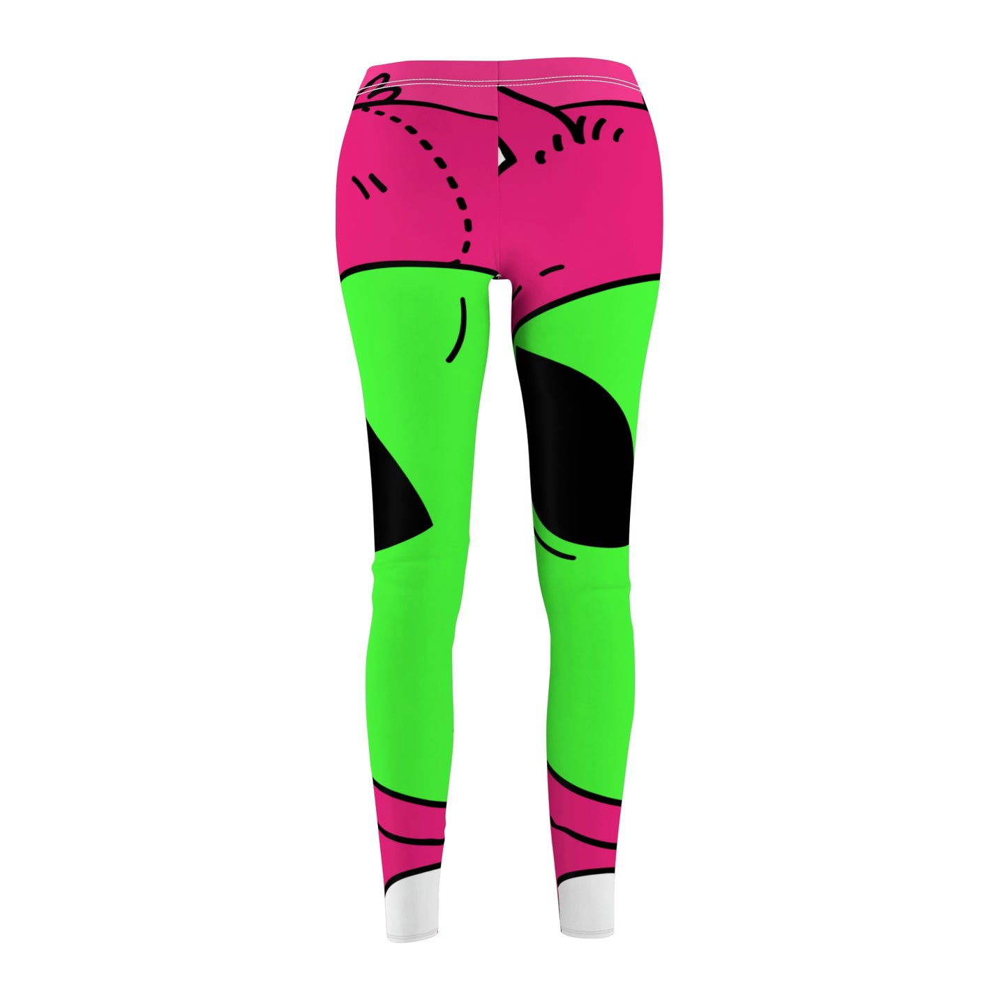 Pink Bear Green Peace Hand Tongue Visitor Alien Women's Cut & Sew Casual Leggings