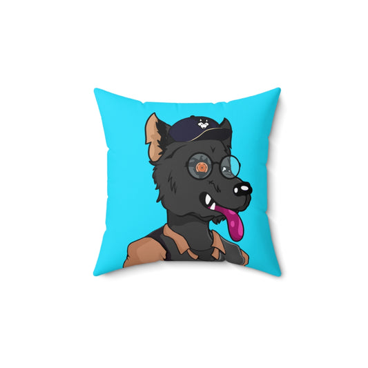 Cyborg Wolf Detective Tongue Out Round Glasses Spun Polyester Square Pillow