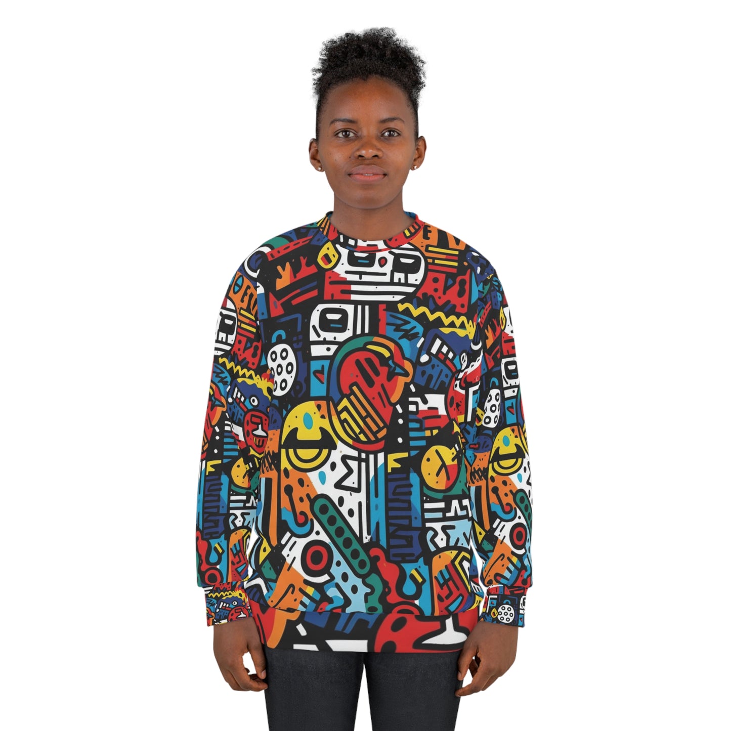 Sudadera unisex con diseño de graffiti audaz y motivos urbanos inspirados en el arte callejero (AOP) 