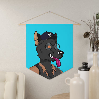 Cyborg Wolf Detective Tongue Out Round Wolve Glasses Pennant