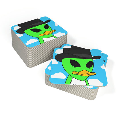 The Visitors Green Alien Duck Black Top Hat Coasters (50, 100 pcs)