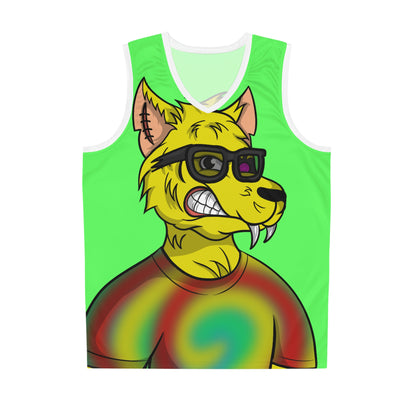 Lobo Cyborg Tie Dye Camisa de lobo Piel amarilla Gafas de sol frescas Camiseta de baloncesto 