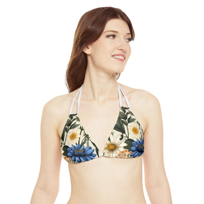 Botanical Illustration Flowers & Plants Design Strappy Bikini Set (AOP)