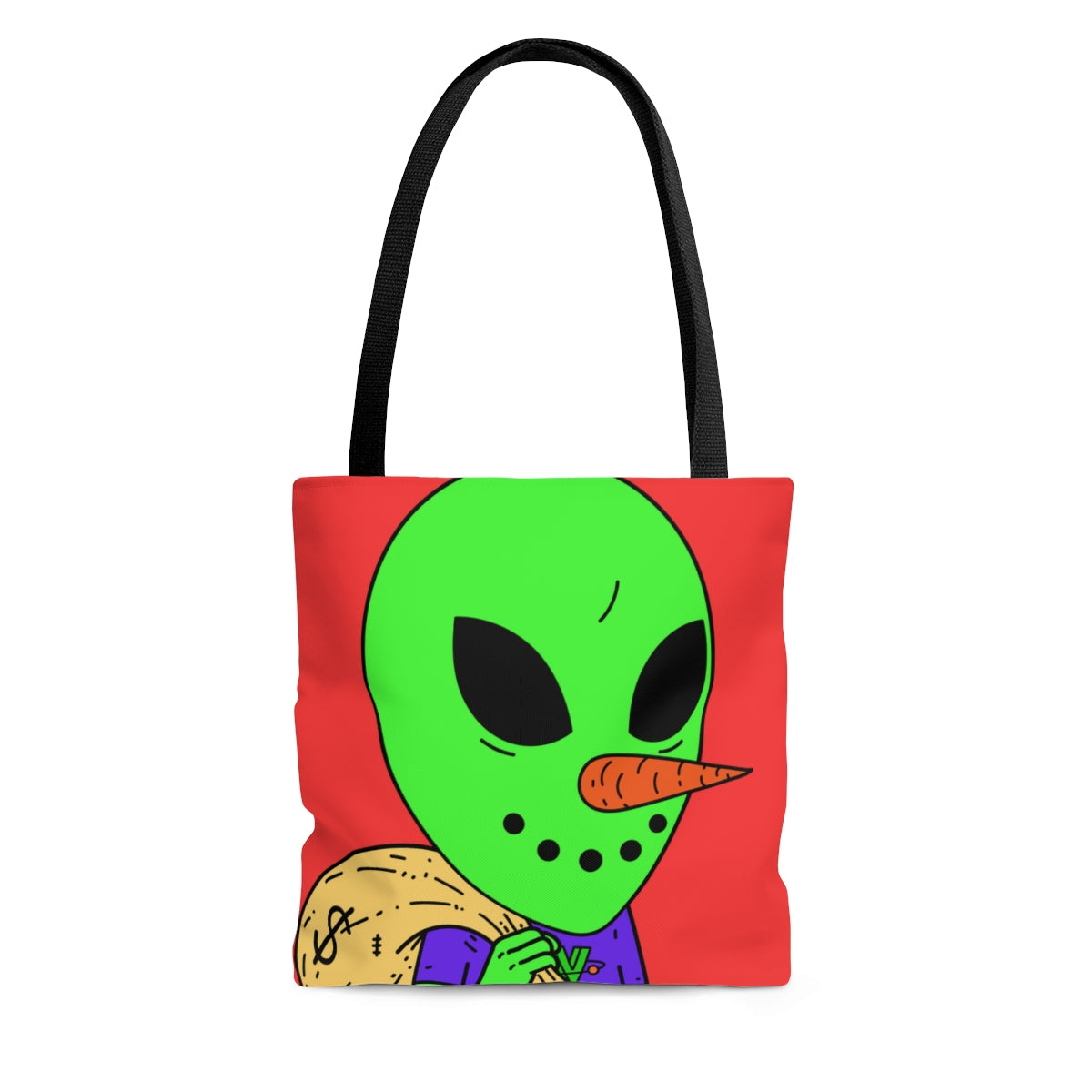 Money Bank Bag Snowman Green Visitor Alien AOP Tote Bag