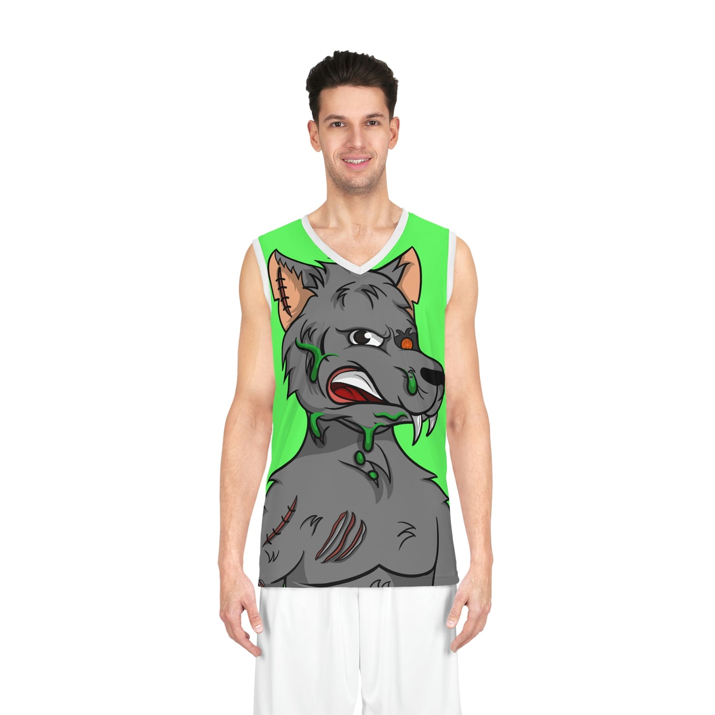 Wolf Grey Cyborg Animal Werewolve Basketball Jersey