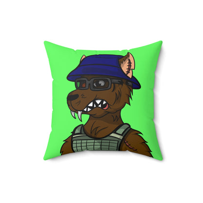 Military Army Cyborg Wolve Spun Polyester Square Pillow