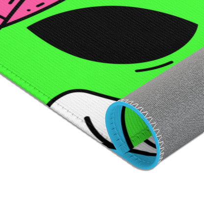 Bearded Green Visitor Pink Alien Hat Cartoon Comic Area Rugs - Visitor751